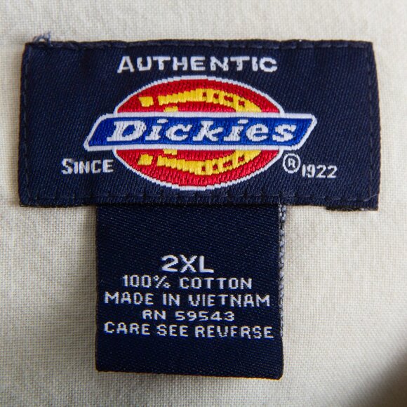 Vintage 90s Dickies short sleeve plaid button shirt mens 2XL black white beige - Picture 6 of 9